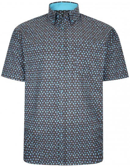 Kam Jeans P010 Premium Short sleeve Shirt Charcoal - Košile - Košile 2XL-10XL