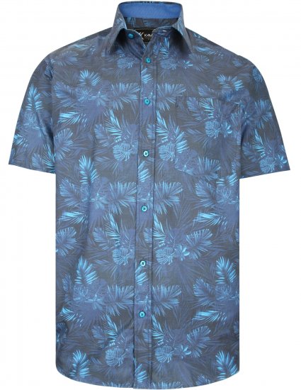 Kam Jeans P013 Premium Floral Print Shirt Navy - Košile - Košile 2XL-10XL