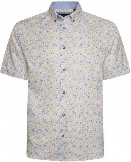 Kam Jeans P036 Premium Floral Print Shirt White - Košile - Košile 2XL-10XL
