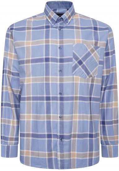 Kam Jeans P038 LS Premium Cotton Check Shirt Denim - Košile - Košile 2XL-10XL