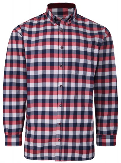 Kam Jeans P642 Premium Large Check Shirt LS Red - Košile - Košile 2XL-10XL