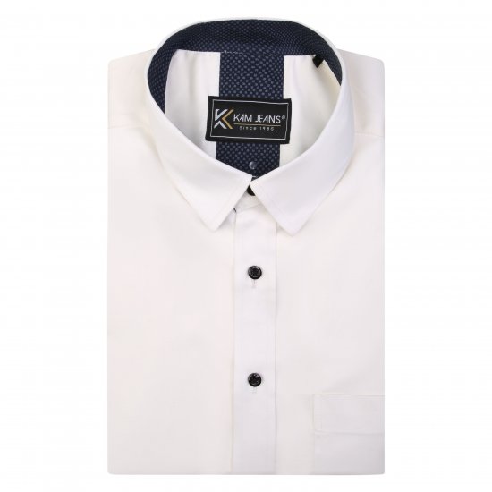Kam Jeans P684 Premium Stretch Shirt White - Košile - Košile 2XL-10XL