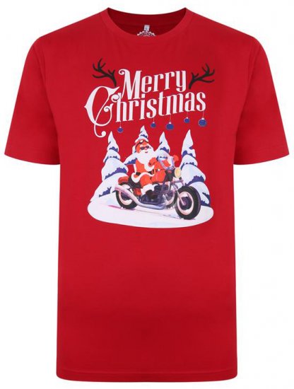Kam Jeans X009 Santa Biker Print T-Shirt Red - Trička - Trička nadměrné velikosti - 2XL-14XL