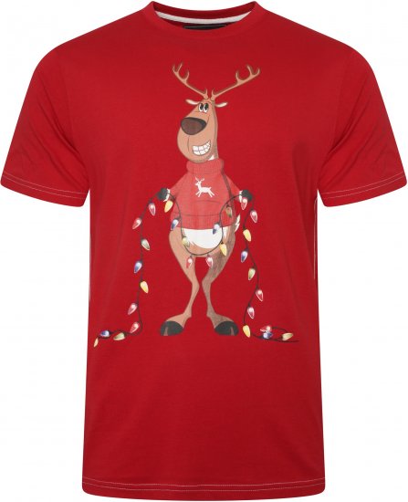 Kam Jeans X028 Rudolph Print T-Shirt Red - Trička - Trička nadměrné velikosti - 2XL-14XL