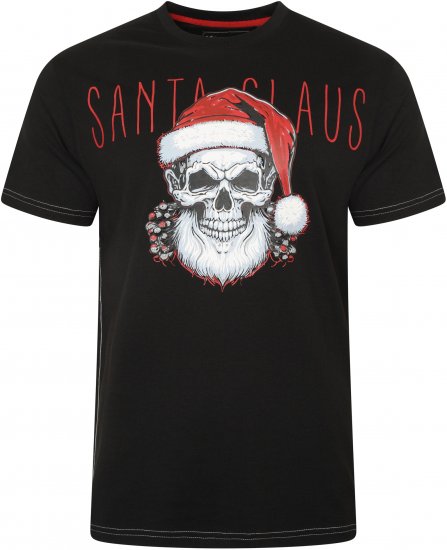 Kam Jeans X029 Santa Claus Skull Print T-Shirt Black - Trička - Trička nadměrné velikosti - 2XL-14XL