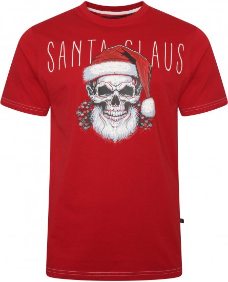 Kam Jeans X029 Santa Claus Skull Print T-Shirt Red - Trička - Trička nadměrné velikosti - 2XL-14XL