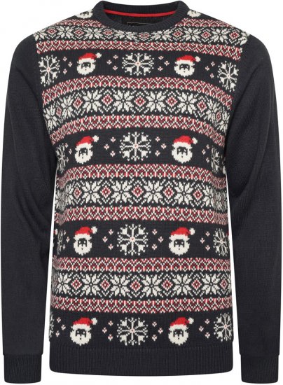 Kam Jeans X032 Snowflake Santa Xmas Sweatshirt Navy - Mikiny & mikiny s kapucí - Mikiny & Mikiny s kapucí 2XL-12XL