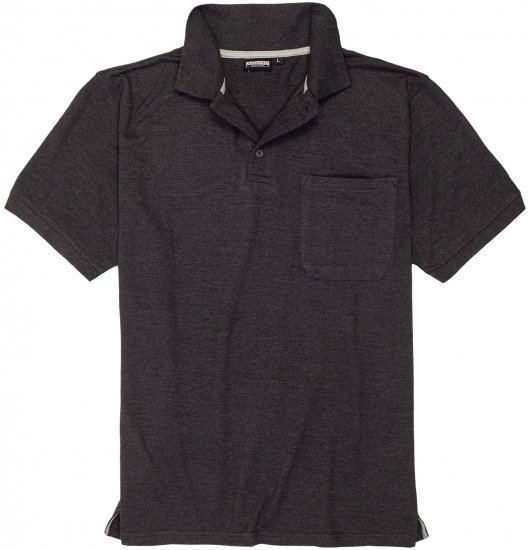 Adamo Klaas Regular fit Polo Shirt with Pocket Charcoal - Polokošile - Polokošile 2XL-8XL - Trička s límečkem 2XL-8XL