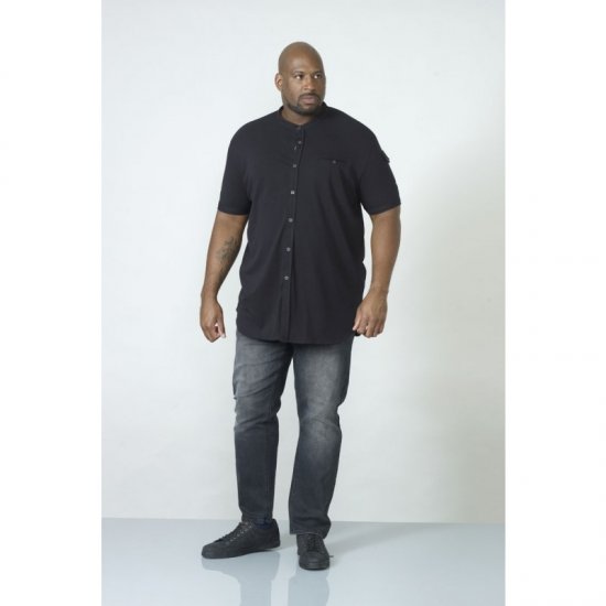 D555 Archer Collarless Shirt Black - Košile - Košile 2XL-10XL