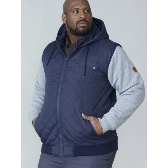D555 Willie Hooded Quilted Jacket with Fleece sleeves - Bundy - Bundy Nadměrné Velikosti - 2XL-8XL