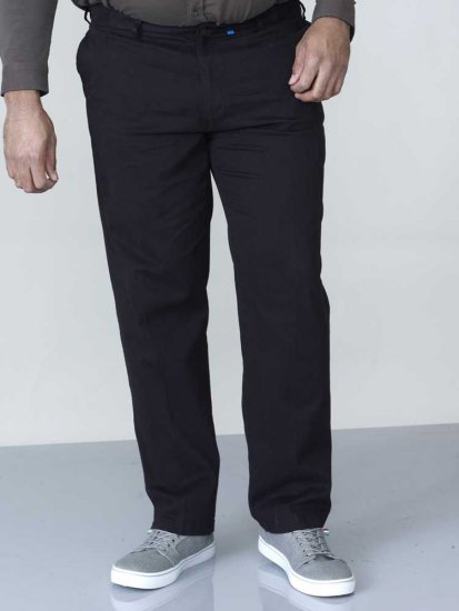D555 Bruno Stretch Chino pants with Extenda Waist Black - Džíny & kalhoty - Džíny a Kalhoty - W40-W70