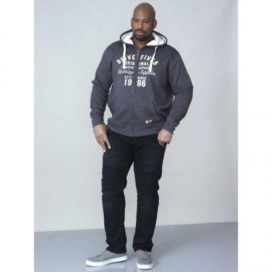 D555 Vadal Full Zip Hoodie Charcoal - Mikiny & mikiny s kapucí - Mikiny & Mikiny s kapucí 2XL-12XL
