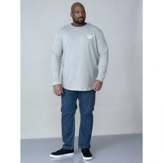 D555 Plato Long Sleeve T-shirt Grey - Trička - Trička nadměrné velikosti - 2XL-14XL