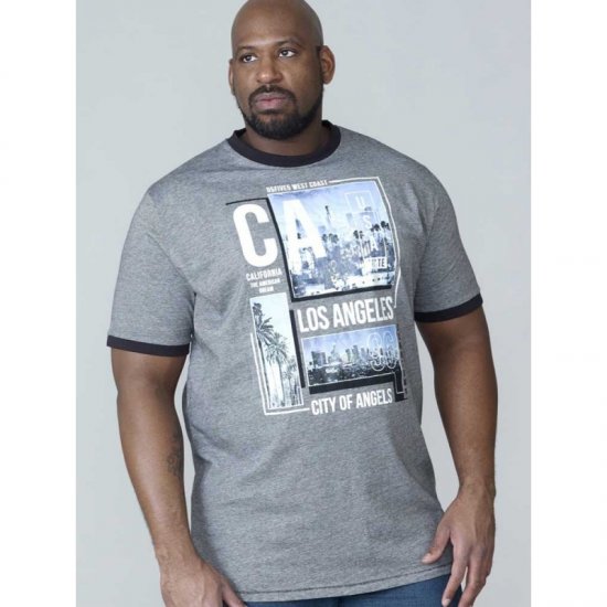 D555 Howie Fine Stripe T-shirt Grey - Trička - Trička nadměrné velikosti - 2XL-14XL