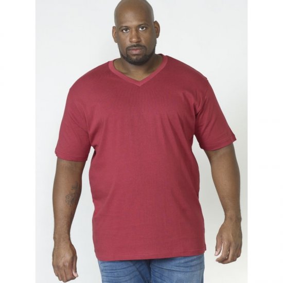 D555 Signature V-neck T-shirt Red - Trička - Trička nadměrné velikosti - 2XL-14XL