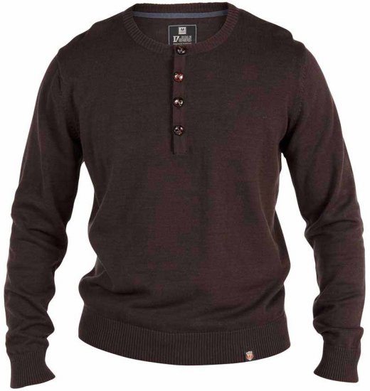 D555 Grandad Knitted Sweater Brown - Mikiny & mikiny s kapucí - Mikiny & Mikiny s kapucí 2XL-12XL
