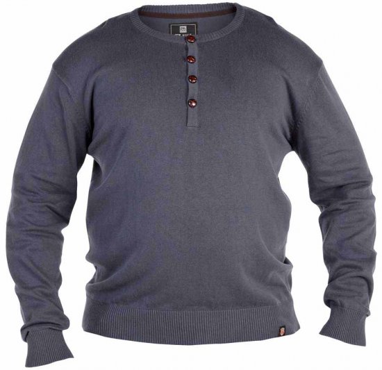 D555 Grandad Knitted Sweater Charcoal - Mikiny & mikiny s kapucí - Mikiny & Mikiny s kapucí 2XL-12XL