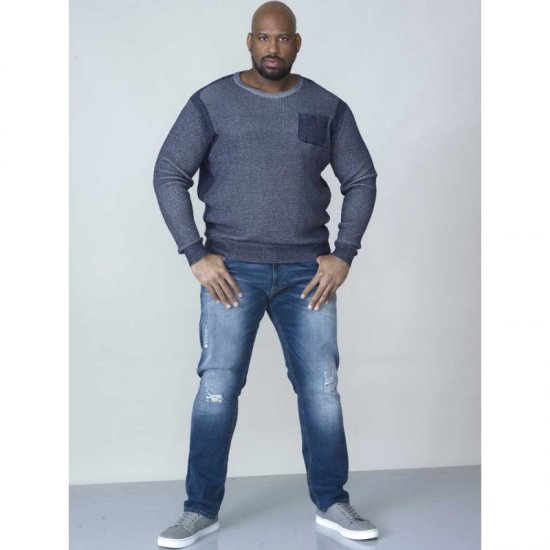 D555 Bryson Crewneck Sweater with Pocket Navy - Mikiny & mikiny s kapucí - Mikiny & Mikiny s kapucí 2XL-12XL