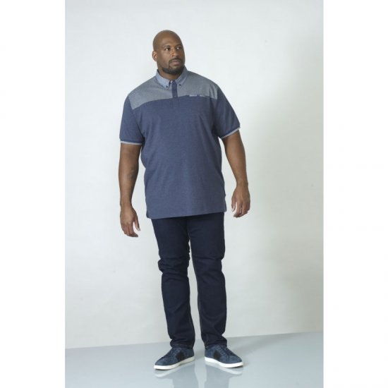 D555 Brent Polo Denim Blue - Polokošile - Polokošile 2XL-8XL - Trička s límečkem 2XL-8XL