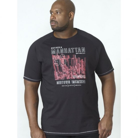 D555 Perry T-shirt Black - Trička - Trička nadměrné velikosti - 2XL-14XL