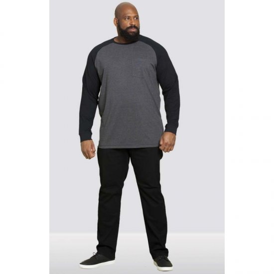 D555 Illinois Long Sleeve T-shirt Charcoal - Trička - Trička nadměrné velikosti - 2XL-14XL