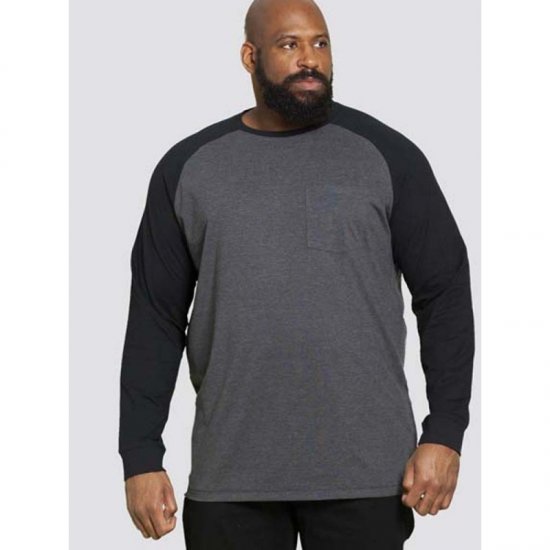 D555 Illinois Long Sleeve T-shirt Charcoal - Trička - Trička nadměrné velikosti - 2XL-14XL