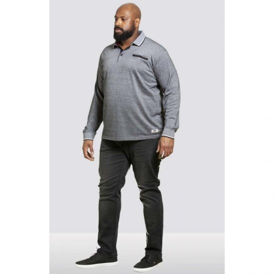 D555 Brockville Long Sleeve Polo Grey - Polokošile - Polokošile 2XL-8XL - Trička s límečkem 2XL-8XL