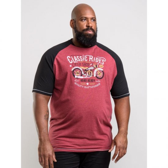 D555 Evans T-shirt Burgundy - Trička - Trička nadměrné velikosti - 2XL-14XL