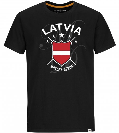 Motley Denim Latvia T-shirt Black - Trička - Trička nadměrné velikosti - 2XL-14XL