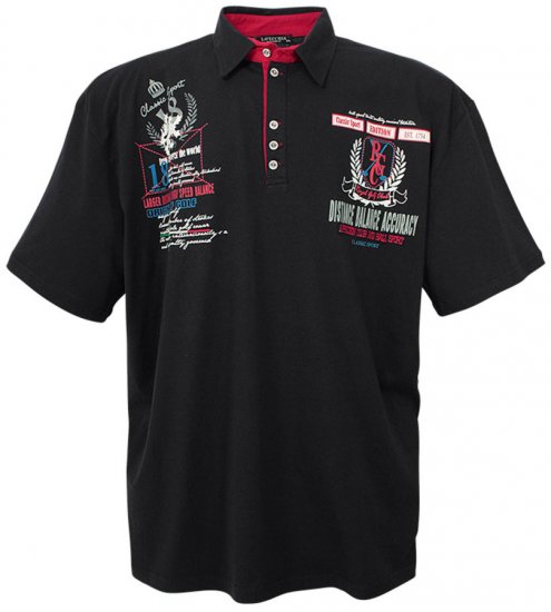 Lavecchia 2038 Printed Jersey Poloshirt Black - Polokošile - Polokošile 2XL-8XL - Trička s límečkem 2XL-8XL