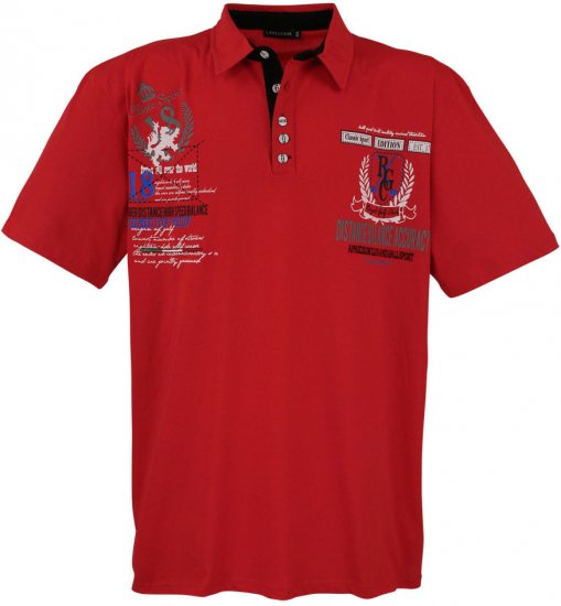 Lavecchia 2038 Printed Jersey Poloshirt Red - Polokošile - Polokošile 2XL-8XL - Trička s límečkem 2XL-8XL