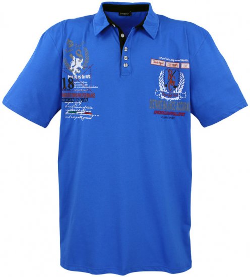 Lavecchia 2038 Printed Jersey Poloshirt Royal Blue - Polokošile - Polokošile 2XL-8XL - Trička s límečkem 2XL-8XL