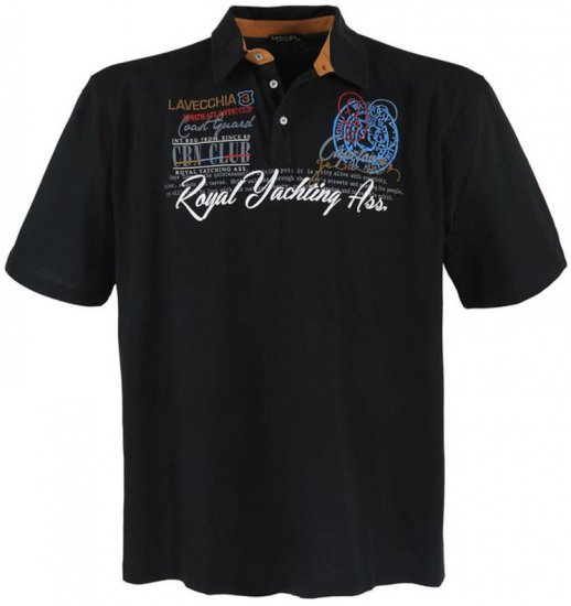 Lavecchia 4688 Printed Jersey Poloshirt Black - Polokošile - Polokošile 2XL-8XL - Trička s límečkem 2XL-8XL