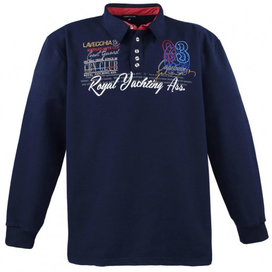 Lavecchia 2024 Printed Sweatshirt with collar Navy - Mikiny & mikiny s kapucí - Mikiny & Mikiny s kapucí 2XL-12XL