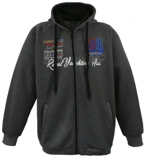 Lavecchia 612 Printed Zipper Hoodie Charcoal - Mikiny & mikiny s kapucí - Mikiny & Mikiny s kapucí 2XL-12XL