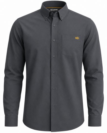 Motley Denim Lisbon Long Sleeve Shirt Charcoal - Košile - Košile 2XL-10XL