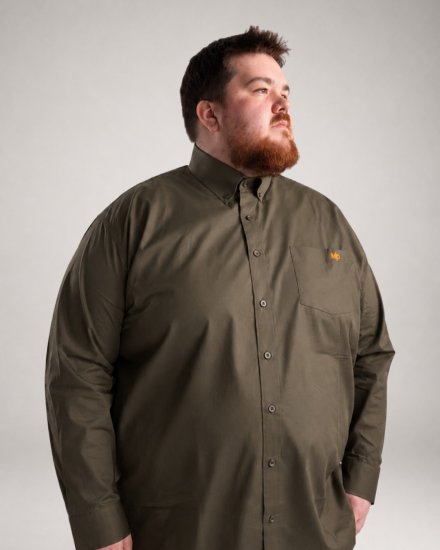 Motley Denim Lisbon Long Sleeve Shirt Dark Khaki - Košile - Košile 2XL-10XL