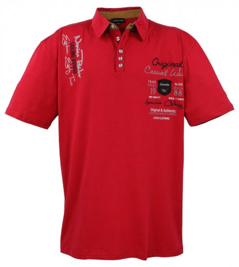Lavecchia 610 Tričko s límečkem Červená - Polokošile - Polokošile 2XL-8XL - Trička s límečkem 2XL-8XL