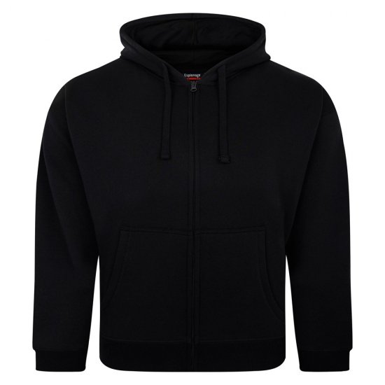 Espionage LW162 Hooded Zip Through Sweat Shirt Černá - Mikiny & mikiny s kapucí - Mikiny & Mikiny s kapucí 2XL-12XL