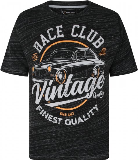 Kam Jeans 5740 Race Club Injected Marl Tee Black - Trička - Trička nadměrné velikosti - 2XL-14XL