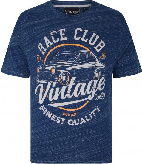 Kam Jeans 5740 Race Club Injected Marl Tee Indigo - Trička - Trička nadměrné velikosti - 2XL-14XL