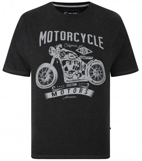 Kam Jeans 5730 Motor Cycle Print T-Shirt Charcoal - Trička - Trička nadměrné velikosti - 2XL-14XL