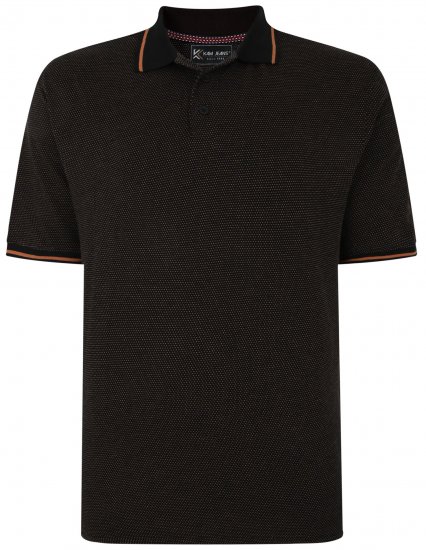 Kam Jeans 5486 Dobby Print Jersey Polo Black - Polokošile - Polokošile 2XL-8XL - Trička s límečkem 2XL-8XL