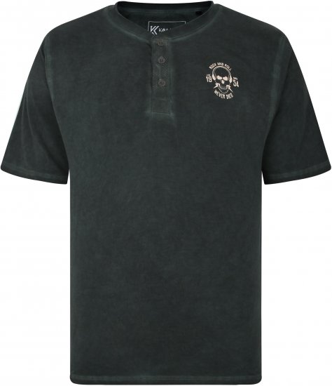 Kam Jeans 5741 Acid Wash Skull Print Tee Charcoal - Trička - Trička nadměrné velikosti - 2XL-14XL