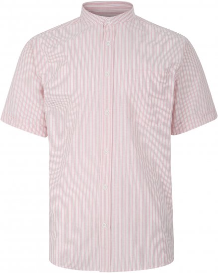 Kam Jeans 6288 Grandad Stripe Short Sleeve Shirt with Collar Pink - Košile - Košile 2XL-10XL