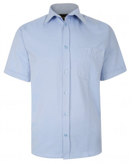 Kam Jeans 6283 Casual SS Herringbone Shirt Blue - Košile - Košile 2XL-10XL