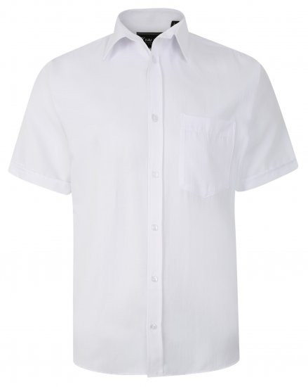 Kam Jeans 6283 Casual SS Herringbone Shirt White - Košile - Košile 2XL-10XL