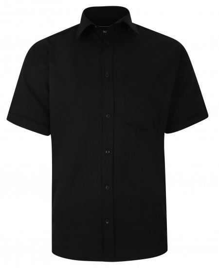 Kam Jeans 6283 Casual SS Herringbone Shirt Black - Košile - Košile 2XL-10XL