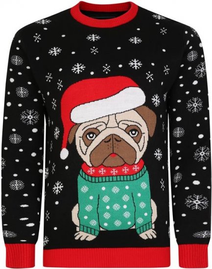 Kam Jeans X024 Bulldog Santa Xmas Sweatshirt Black - Mikiny & mikiny s kapucí - Mikiny & Mikiny s kapucí 2XL-12XL