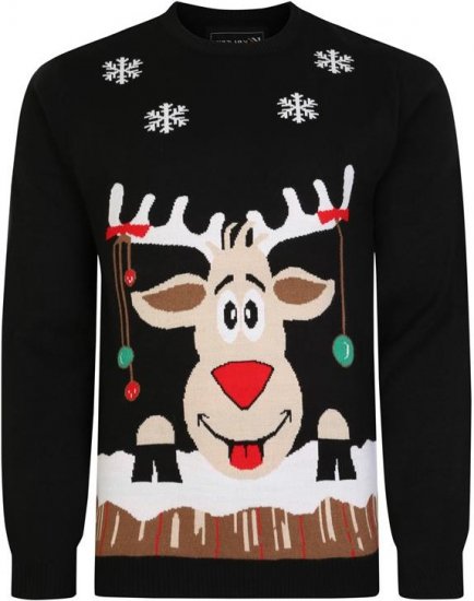 Kam Jeans X023 Rudolph Xmas Sweatshirt Black - Mikiny & mikiny s kapucí - Mikiny & Mikiny s kapucí 2XL-12XL